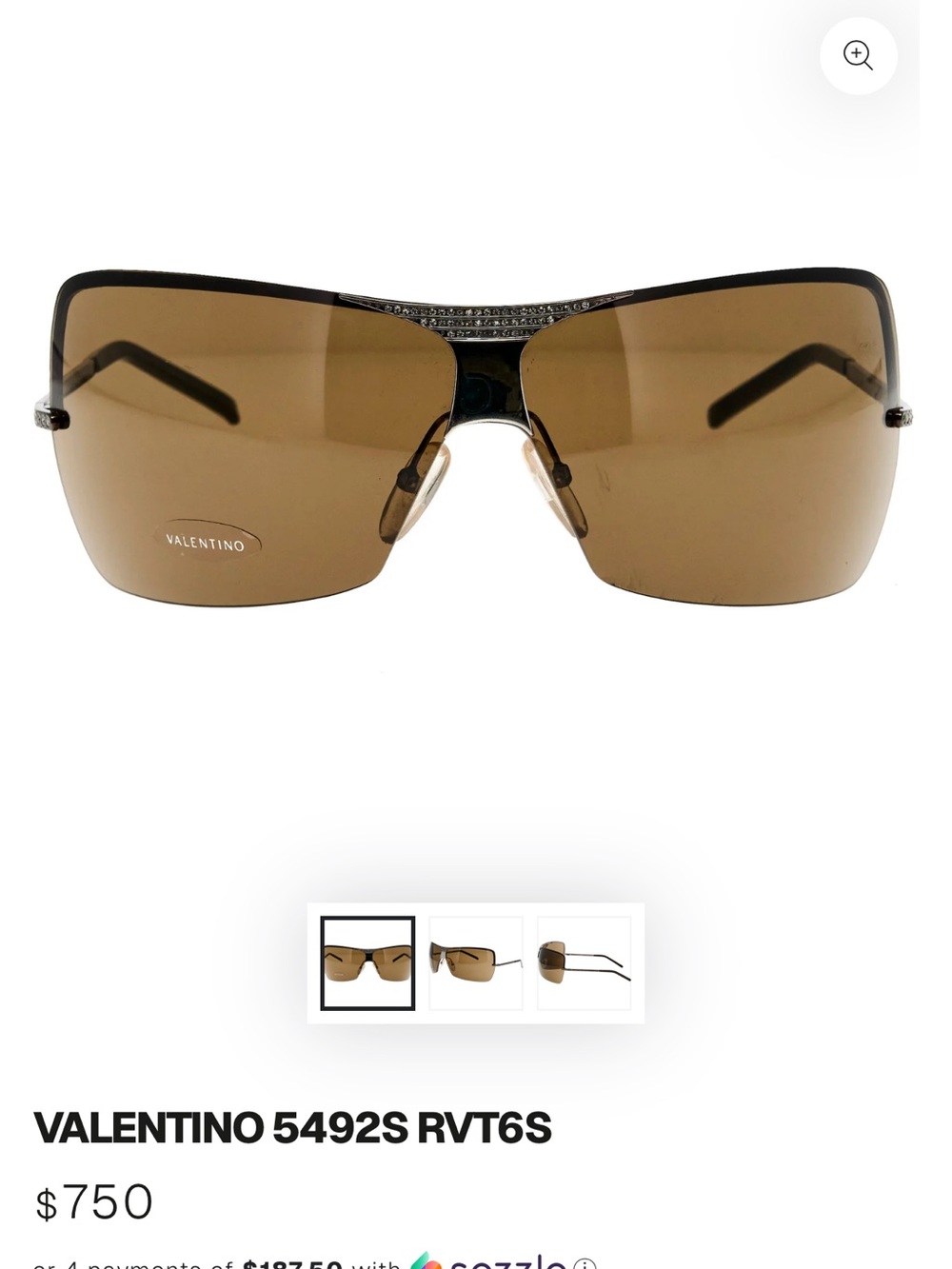 Valentino Vintage Brown Shield Sunglasses with Gradient Lenses No original case.